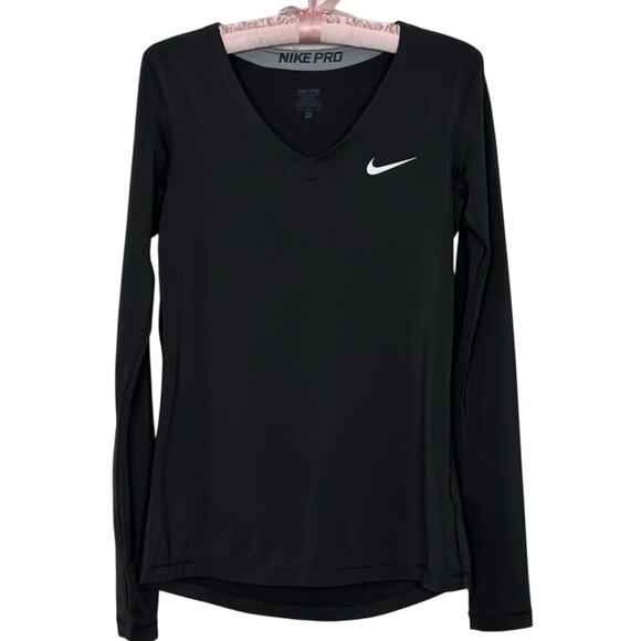 Nike Pro M Long Sleeve Shirt with Thumbholes Charcoal Gray Running Thermal Base - Picture 1 of 8
